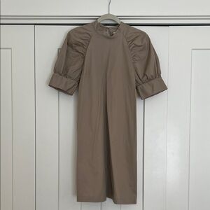 Prologue Taupe short-Sleeve mini with pockets Dress